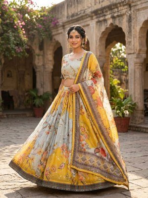 DN5072 Lehenga Choli Collections 2026 Tabby Silk Digital Printed Embroidered Lehenga Choli Set lehenga choli