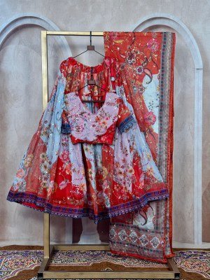 DN5072 Lehenga Choli Collections 2026 Tabby Silk Digital Printed Embroidered Lehenga Choli Set lehenga choli
