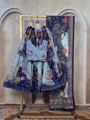 DN5072 Lehenga Choli Collections 2026 Tabby Silk Digital Printed Embroidered Lehenga Choli Set lehenga choli