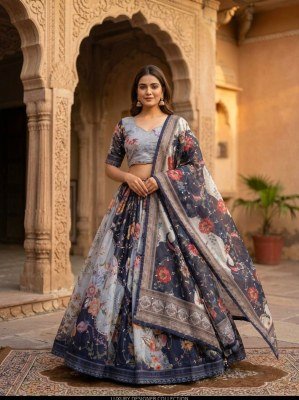 DN5072 Lehenga Choli Collections 2026 Tabby Silk Digital Printed Embroidered Lehenga Choli Set lehenga choli