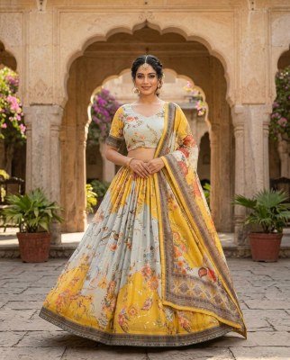 DN5072 Lehenga Choli Collections 2026 Tabby Silk Digital Printed Embroidered Lehenga Choli Set lehenga choli