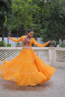 DN7134 Navratri 2026 Faux Georgette Bandhej Print Lehenga Choli Set lehenga choli