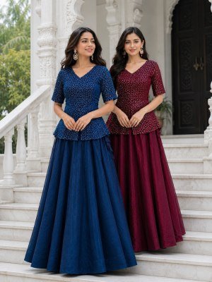 DN7167 Premium Fendy Satin Readymade Lehenga Choli with Embroidered Blouse 