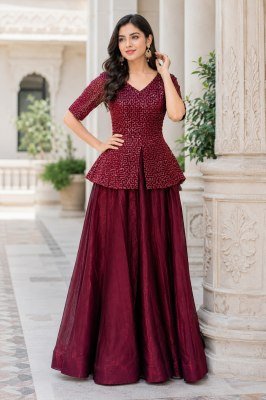 DN7167 Premium Fendy Satin Readymade Lehenga Choli with Embroidered Blouse lehenga choli