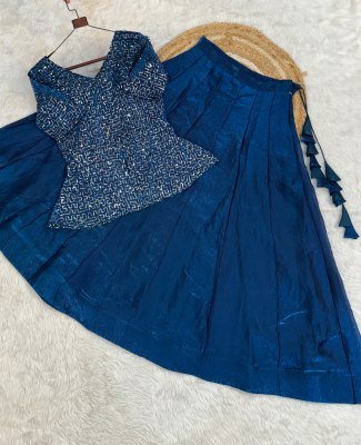 DN7167 Premium Fendy Satin Readymade Lehenga Choli with Embroidered Blouse lehenga choli