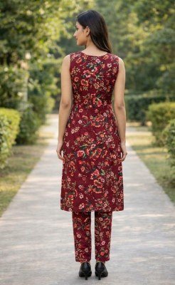 DN9335 Premium Crepe Flower Print Readymade Kurti Pant Set with 2 Pockets kurtis catalogs