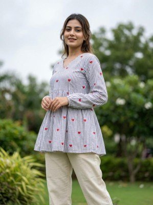 DN9337 Cotton Heart Embroidered Top with Linen Cotton Pant Set 
