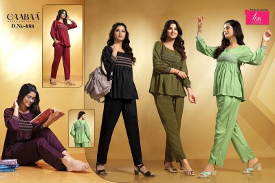 DNO 888 by GaaBaa Trendy Smoking embroidered Work Co-ord Set catalogue co ord set catalogs