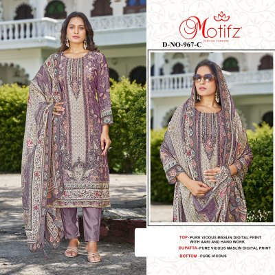 DNO 967 by Motifz pure viscos maslin dijital print aari work hend work Pakistani suit collection pakistani suit catalogs