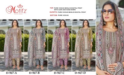 DNO 967 by Motifz pure viscos maslin dijital print aari work hend work Pakistani suit collection pakistani suit catalogs