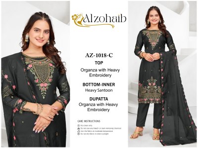 DNo 1018 by ABCD by Alzohaib Organza Heavy embroidered dress material catalogue at affordable rate salwar kameez catalogs