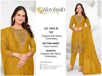 DNo 1018 by ABCD by Alzohaib Organza Heavy embroidered dress material catalogue at affordable rate salwar kameez catalogs