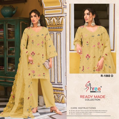 DNo 1860 by Shree fab Cambric cotton Lawn kurti pant and dupatta catalogue at affordable price readymade suit catalogs