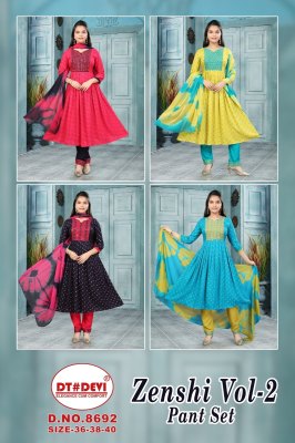 DNo 8692 by Zenshi vol 2 Reyon printed kurti pant and dupatta catalogue readymade suit catalogs