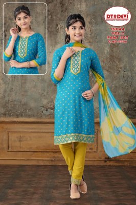 DNo 8694 by ISHAA VOL 2 fancy reyon printed flared kurti pant and dupatta catalogue Amavi