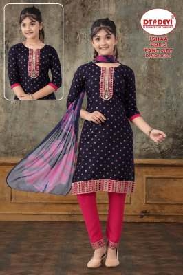 DNo 8694 by ISHAA VOL 2 fancy reyon printed flared kurti pant and dupatta catalogue readymade suit catalogs