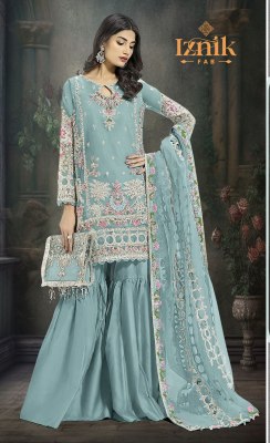 DNo A 01 by Iznik fab organza embroidered fancy sharara suit catalogue at affordable rate Amavi