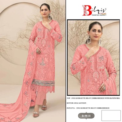 DNo B98 EH by Bilqis Fox Georgette Embroidered Pakistani suit collection with low price Amavi