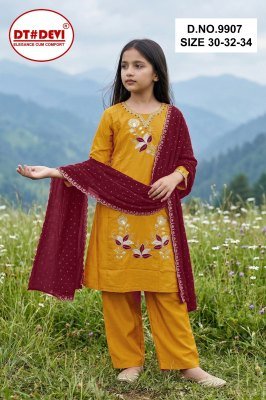 DT Devi Hasrat Pant Set D.No. 9907 Silk Kurti Pant with Contrast Vichitra Silk Dupatta kurti pant with dupatta Catalogs