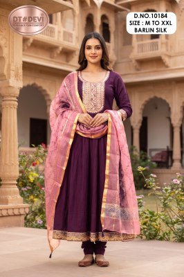 DT Devi Madhubala-1 Barlin Silk Kurti Pant with Digital Dupatta wholesale catalogs