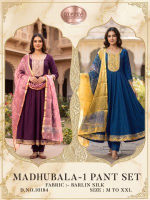 DT Devi Madhubala-1 Barlin Silk Kurti Pant with Digital Dupatta kurti pant with dupatta Catalogs
