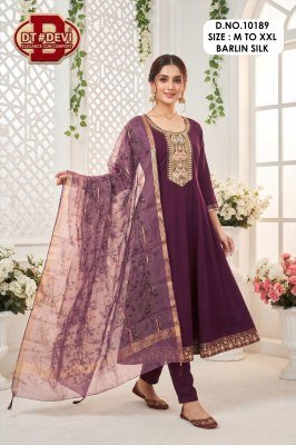 DT Devi Madhubala-2 Barlin Silk Kurti Pant with Digital Dupatta wholesale catalogs