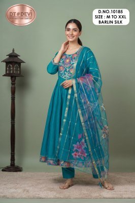 DT Devi Madhubala-2 Barlin Silk Kurti Pant with Digital Dupatta wholesale catalogs