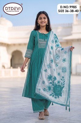 DT Devi Mallika-3 Roman Silk Embroidered Pant Set Collection kurti pant with dupatta Catalogs