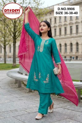 DT Devi Vaanika Pant Set D.No. 9906 Silk Kurti Pant with Contrast Vichitra Silk Dupatta kurti pant with dupatta Catalogs