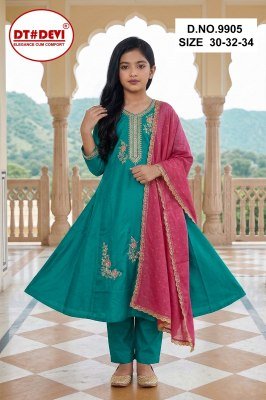 DT Devi Vakti-1 Pant Set D.No. 9905 Silk Kurti Pant with Contrast Vichitra Silk Dupatta kurti pant with dupatta Catalogs