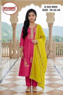DT Devi Vakti-1 Pant Set D.No. 9905 Silk Kurti Pant with Contrast Vichitra Silk Dupatta kurti pant with dupatta Catalogs