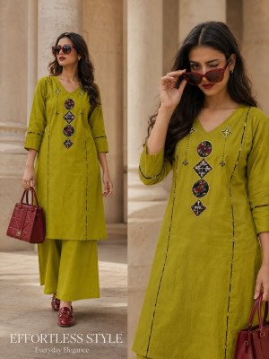 Daboo Cotton 2-Piece Handwork & Patchwork Kurti Set kurtis catalogs
