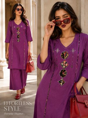 Daboo Cotton 2-Piece Handwork & Patchwork Kurti Set kurtis catalogs