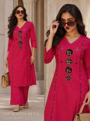 Daboo Cotton 2-Piece Handwork & Patchwork Kurti Set kurtis catalogs