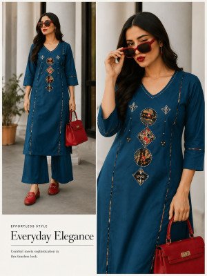 Daboo Cotton 2-Piece Handwork & Patchwork Kurti Set kurtis catalogs