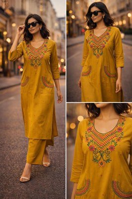 Daboo Cotton 2-Piece Plazo Set with Pocket Embroidery Work 