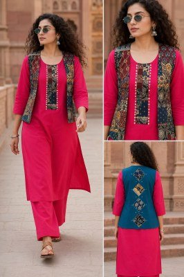 Daboo Cotton Cotty Pure Ajrak Print Kurti Palazzo 2-Piece Set 