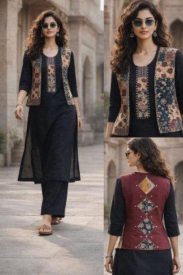 Daboo Cotton Cotty Pure Ajrak Print Kurti Palazzo 2-Piece Set Size wise Combo Set