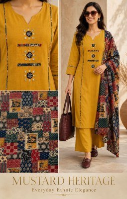 Daboo Cotton Mirror Work Kurti Pant with Cotton Dupatta Set kurti pant with dupatta Catalogs
