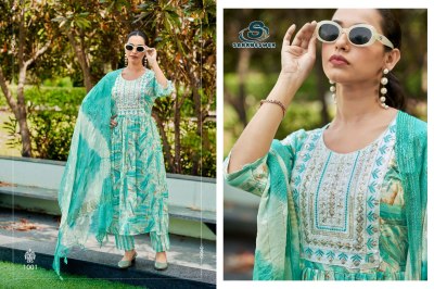Dairy milk vol 1 by Sankheshwer Capsule foil printed flair top bottom with dupatta catalogue in budget range readymade suit catalogs