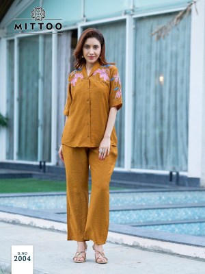 Daizy by Mittoo Viscorse thread hand work Fancy co ord set catalogue at affordable rate co ord set catalogs
