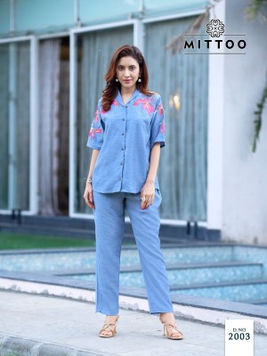 Daizy by Mittoo Viscorse thread hand work Fancy co ord set catalogue at affordable rate co ord set catalogs