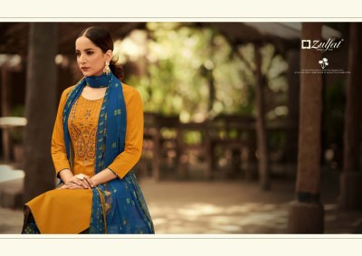 Damini by Zulfat pure heavy jam cotton with embroidered unstitched dress material catalogue at wholesale price salwar kameez catalogs