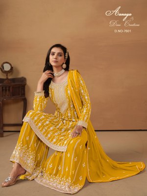 Dani creation by Twisha Aanaya vol 176 faux georgette unstitched sharara suit catalogue at low rate Amavi