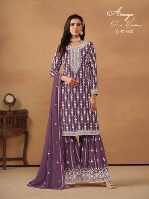 Dani creation by Twisha Aanaya vol 176 faux georgette unstitched sharara suit catalogue at low rate pakistani suit catalogs