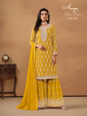 Dani creation by Twisha Aanaya vol 176 faux georgette unstitched sharara suit catalogue at low rate pakistani suit catalogs