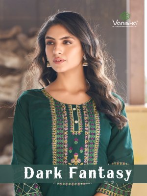 Dark fantasy vol 1 by Vaniska fancy embroidered fancy kurti catalogue at affordable rate kurtis catalogs