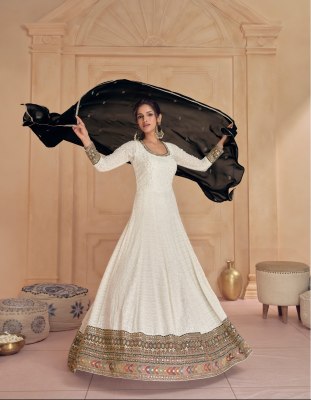 Dastoor by Sayuri designer real georgette long fancy gown catalogue at affordable rate gown catalogs