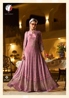 Dedaar by Anju Fabrics Designer Natural Crepe Gown with Chinon Dupatta readymade suit catalogs