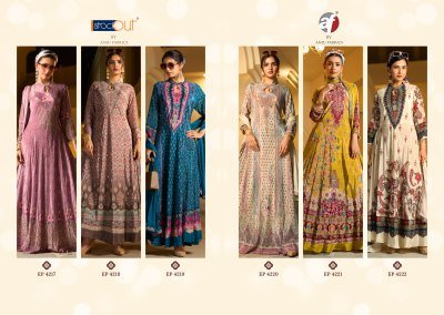 Dedaar by Anju Fabrics Designer Natural Crepe Gown with Chinon Dupatta readymade suit catalogs